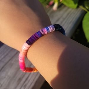 Rainbow Clay Bead Anklet